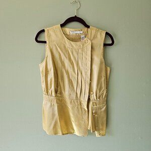 Perry Ellis 100% Silk Pleeted Blouse Size 6